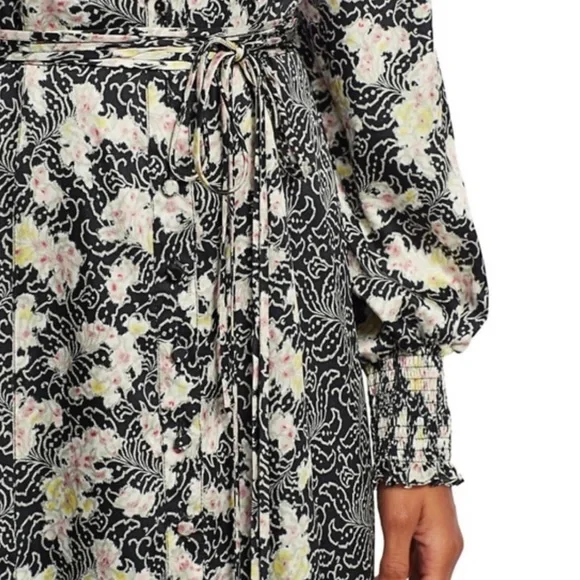 ❤️ CINQ A SEPT WOMENS MIXED PRINT DOUBLE V MIDI DRESS NWOT - Picture 7 of 13